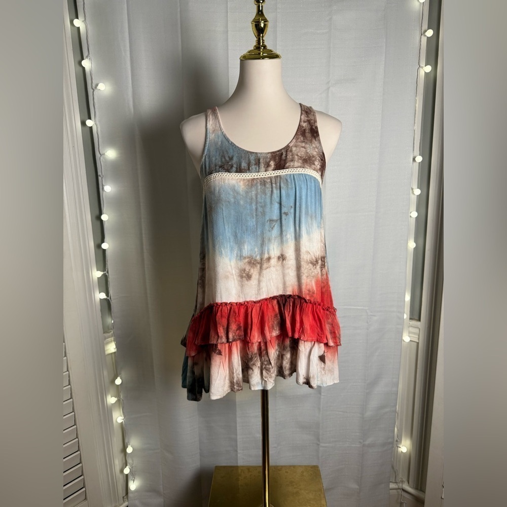 Entro Blue and Red Tiered Tank Top